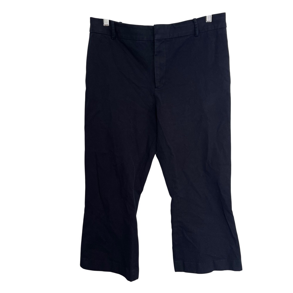Frame Navy Blue Cropped Flare Stretch Cotton Trousers LWWB0591 Womens
